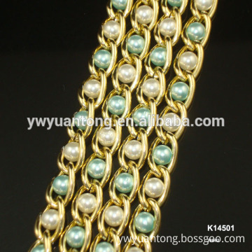 Fashion aluminum jewelry chains with beads in the whole